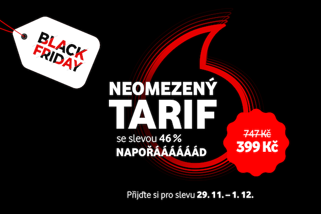 Vodafone v rámci Black Friday zlevnil neomezený tarif na 399 Kč